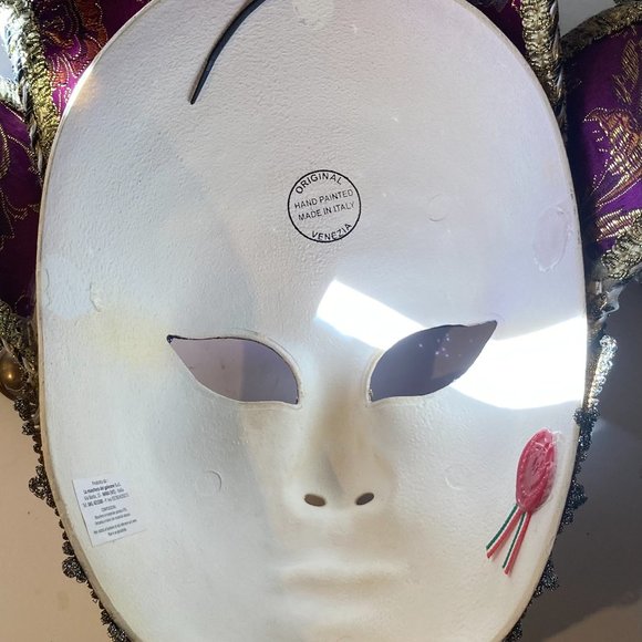 Vintage Venetian Jester Face Mask, Jolly Mask, Joker, Made in Italy, Hand - Picture 8 of 9